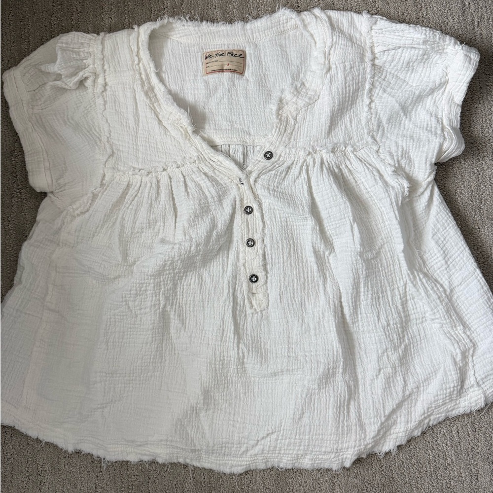 We the Free White 100% Cotton Gauze Top
